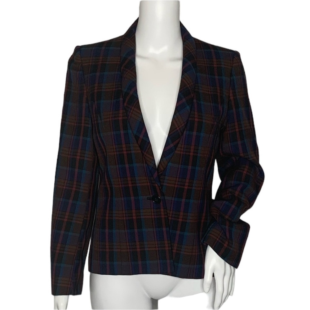 Eaton Women’s Japan 100% Wool Fitted Blazer Checke